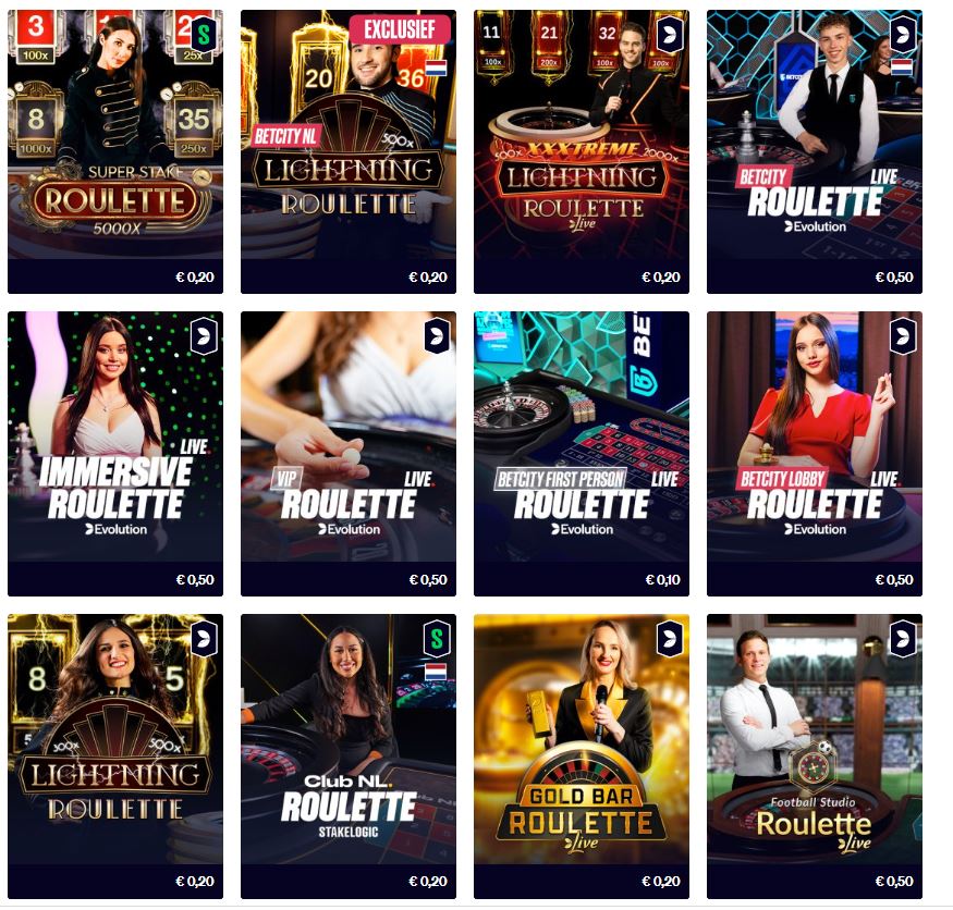 Betcity NL roulette aanbod
